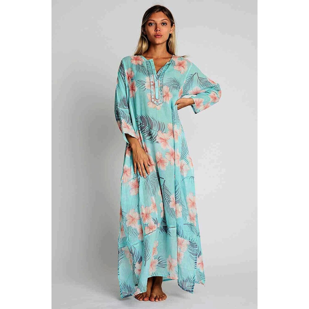 NWT DEBBIE KATZ Halina Nina M gauzy light cotton cover up kaftan maxi dress